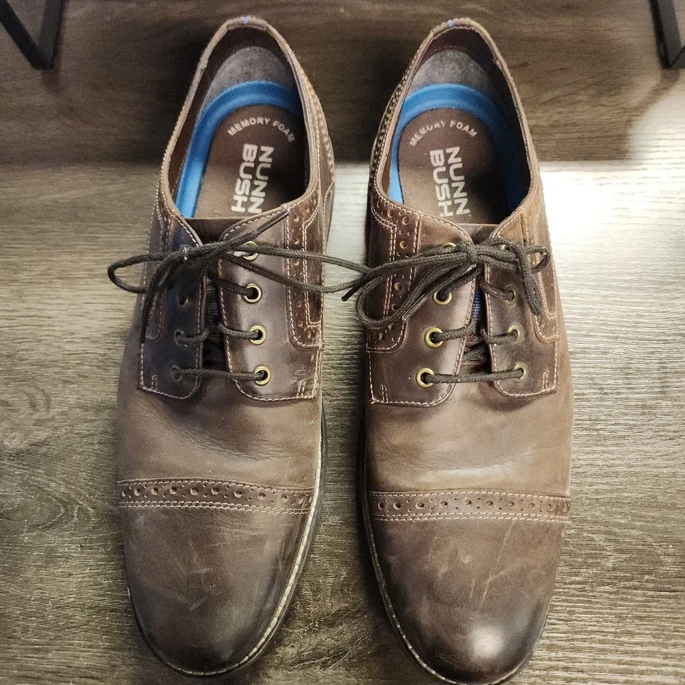 Nunn Bush Men's Overland Cap Toe Oxford Lace Up Leather Dress Shoe Size 12M